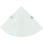 vidaXL Ъглови рафтове, 2 бр, бяло стъкло с държачи хром, 35x35 см (3051599)