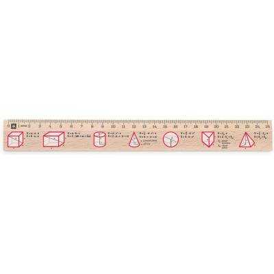 Metrie Didakt-M07 Dřevěné pravítko s potiskem Objemy těles 25 cm
