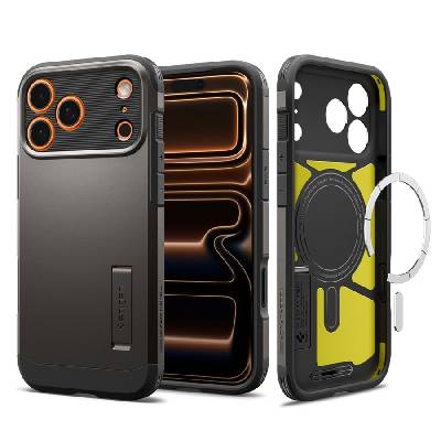 Удароустойчив кейс с MagSafe за iPhone 17 Pro Max от Spigen Tough Armor T Mag - Gunmetal (8800283314304)