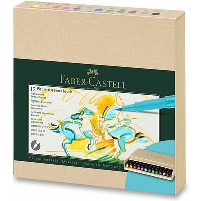 Faber-Castell 167190 Popisovač Pitt Artist Pen Brush súprava 12 ks štúdio box