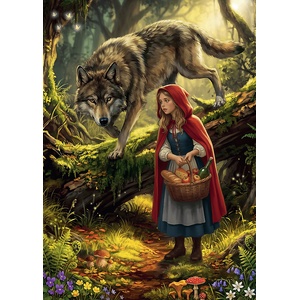 Trefl - Puzzle Premium Plus: Enchanted Fairy Tales: Little Red Riding Hood and the Wolf - 500 piese