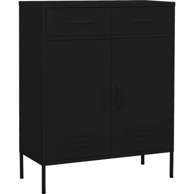 Шкаф за съхранение, черен, 80х35х101, 5 см, стомана