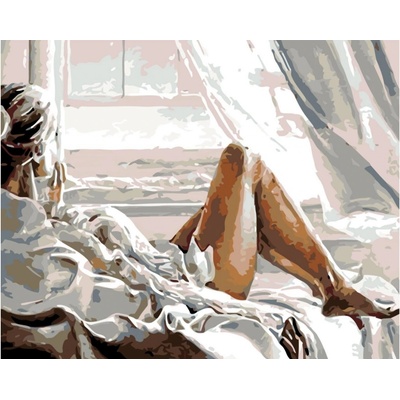 MALUJEŠ Malování podle čísel POHLED Z OKNA Rozměr 80 x 100 cm Rámování vypnuté plátno na rám