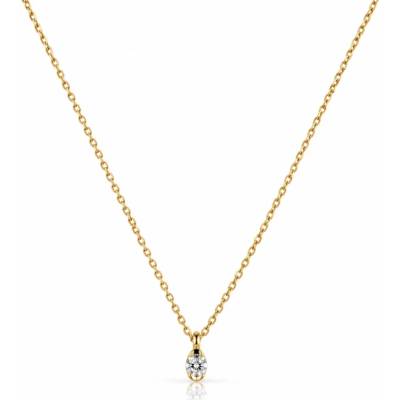 Šperky eshop Dámský náhrdelník ze žlutého 14K zlata se zirkonem v objímce S3GG294.30