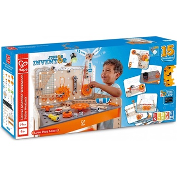 Hape Игрален комплект Hape - Експерименти в науката, Дървена работна маса, 79 части (H3027)