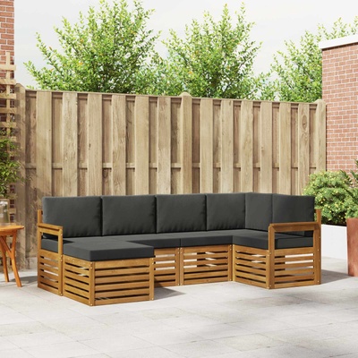 vidaXL Комплект дивани за открито 6 бр. Натурален и Антрацит Полиестер (3375077)