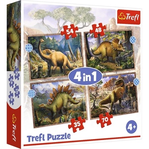 Trefl Пъзел Trefl 4 в 1 - Интересни динозаври (34383) - ozone