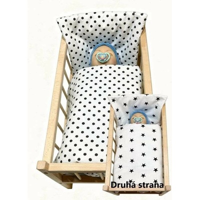 SDS Súprava do postieľky pre bábiky Bodky biela 1x 38x44 cm / 28x20 cm