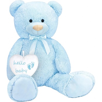 BRUBAKER XXL medvedík so srdiečkom Hello Baby darček k narodeninám pre novorodencov modrá svetlomodrá 100 cm