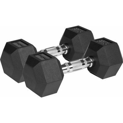 REBEL ACTIVE Liatinové pogumované činky HEX 2 x 9 kg