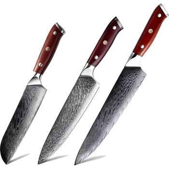 HARAHU Комплект кухненски ножове Дамаск ma-20154 - Кафяв kp20154 (ma-20154)