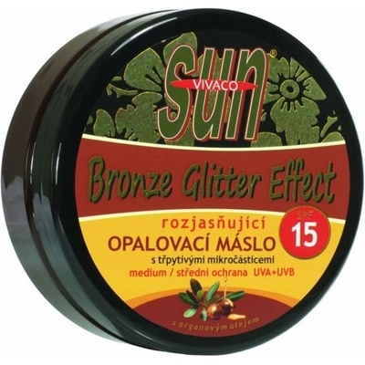 Vivaco Sun Glitter effect opaľovacie maslo s bio arganovým olejom SPF 15 200 ml