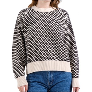 DEDICATED Дамски пуловер Dedicated Women's Sweater Husie Bubble Knit Jumper - Black / Vanilla White - размер XL (117-3290-0115)