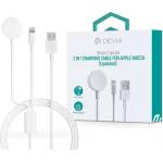 DEVIA ST394690 Smart Series 2in1 бял магнитен кабел за зареждане за Apple Watch + USB-A - Lightning кабел (ST394690)