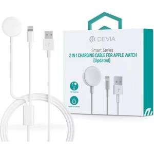 DEVIA ST394690 Smart Series 2in1 бял магнитен кабел за зареждане за Apple Watch + USB-A - Lightning кабел (ST394690)