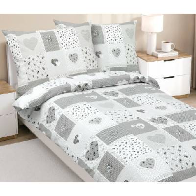 Bellatex krep obliečky Patchwork šedý 140x200 70x90