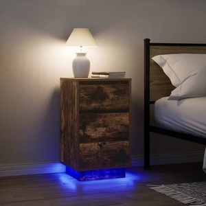 vidaXL Нощен шкаф с LED осветление опушен дъб 38x34x65 cm (861305)
