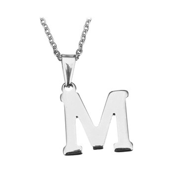 Šperky4U Ocelový řetízek s přívěškem iniciála "M" OPD0090-M