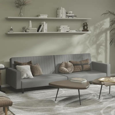 vidaXL 2místná rozkládací pohovka světle šedá samet 11461.375937