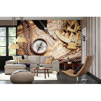 DIMEX ART s. r. o Самозалепваща се флизелинова фототапета винтидж компас на картата ii. 375 x 250 см