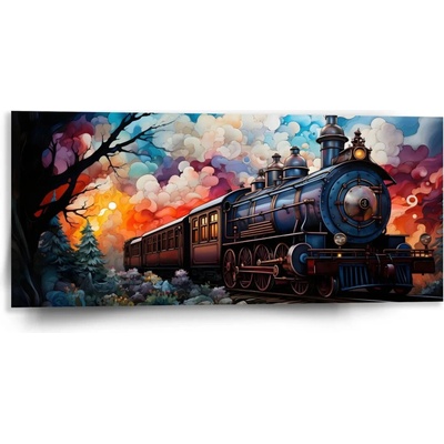 Sablio Obraz Parná lokomotíva v kúzelnej krajine - 110x50 cm