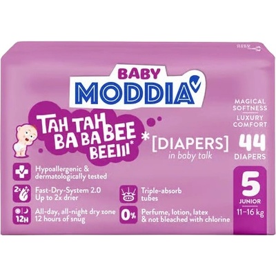 Moddia Baby Diapers 5 Junior 11–16 kg 44 ks