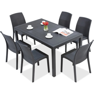 BICA Комплект техноратанови мебели Houston / Virginia за 6 души антрацит Bica (BC9094NT-6x9095ANT)