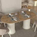 TopMebel Меламинов трапезарен маса Bohema TopMebel в цвят слонова кост - сепет дъб 180x90x77, 7cm