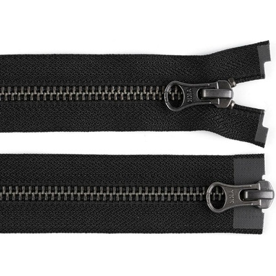 Zip kovový YKK No 5 dělitelný 2 jezdce / dvoucestný 70 cm na kožené bundy Varianta: černá černý nikl, Balení: 1 ks 60217/155421/278180