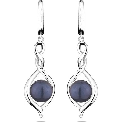 Swan Сребърни обици със сладководни черни перли CAA075EB Swan