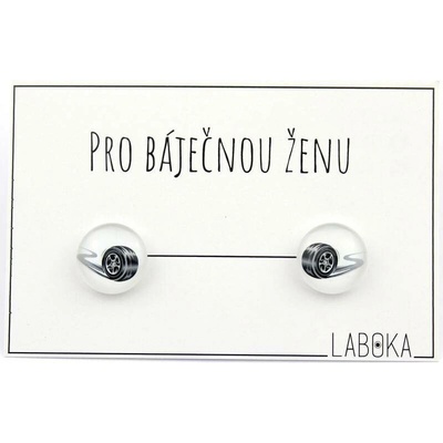Laboka Pneumatika skleněná náušnice pecka 0001246