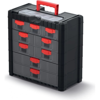 PROSPERPLAST Plastový organizér závěsný MULTICASE CARGO 400 x 200 x 392 mm červené úchyty