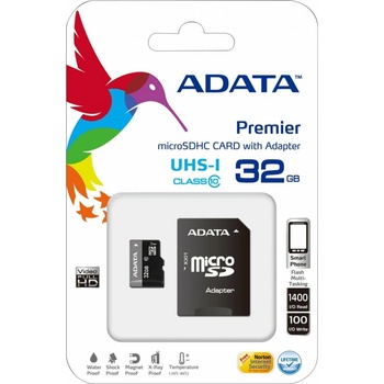 ADATA Premier microSDHC 32GB UHS-I U1 + adapter AUSDH32GUICL10-RA1