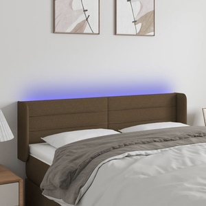 vidaXL LED Горна табла за легло, тъмнокафява, 147x16x78/88 см, плат (3123377)