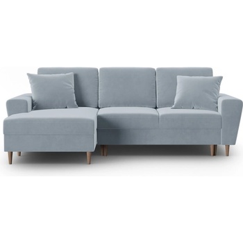 Cosmopolitan Design Светлосин кадифен разтегателен ъглов диван с място за съхранение (ляв ъгъл) Kyoto - Cosmopolitan Design (COS_LCF_2_F2_KYOTO3)