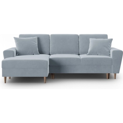 Cosmopolitan Design Светлосин кадифен разтегателен ъглов диван с място за съхранение (ляв ъгъл) Kyoto - Cosmopolitan Design (COS_LCF_2_F2_KYOTO3)