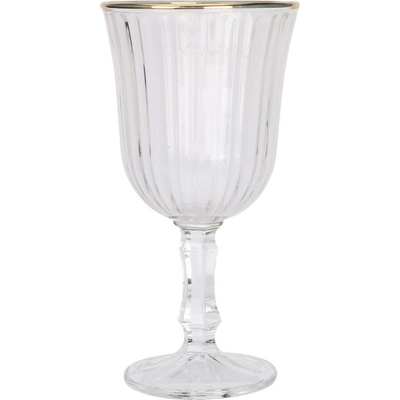 EH Excellent Houseware Rýhovaná sklenice na víno se zlatým okrajem 240 ml