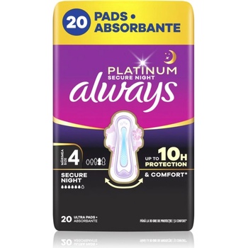Always Platinum Secure Night Size 4 санитарни кърпи за нощ 20 бр