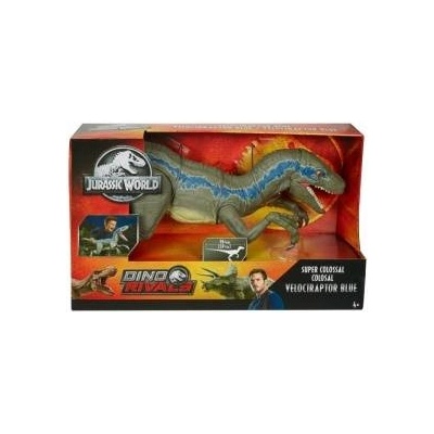Mattel Jurassic World Dino Rivals Super Colossal Velociraptor Blue фигурка, 45 см, многоцветна