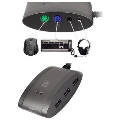 Gembird hub usb 2.0, 3 usb порта, ps2, жак, черен a4-ms-9 (a4-ms-9)