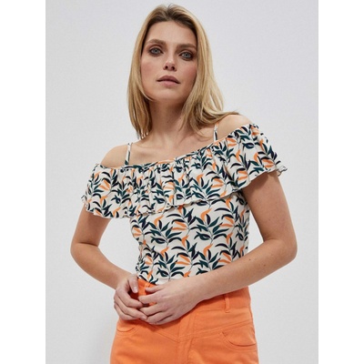 Moodo Кремаво-зелен дамски щампован топ Moodo Moodo | Zelen | ЖЕНИ | XS