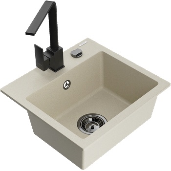 Mexen Milo мивка с 1 отделение с кухненски смесител Rita, бежов - 6505-69-670300-70 (6505-69-670300-70)