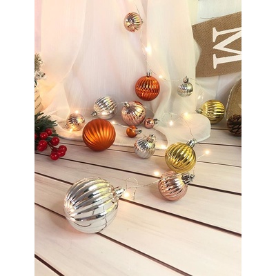 MagicHome Reťaz Vianoce Ball 20 LED teplá biela s guľami 2xAA jednoduché svietenie osvetlenie L-1,9 m