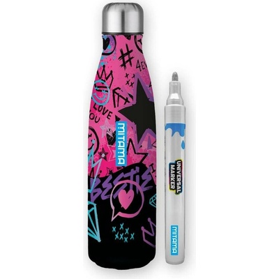 Mitama láhev nerez 500 ml + uni popisovač růžová