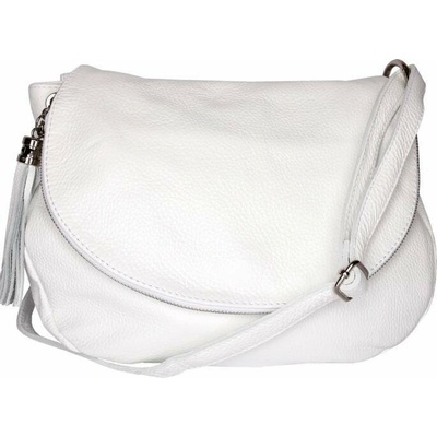 Biela talianska kožená crossbody kabelka Angela z pravej kože
