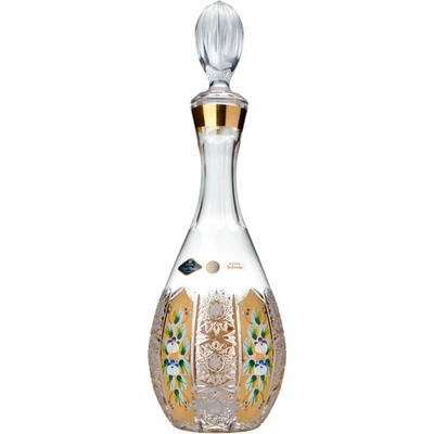 Bohemia Crystal broušená křišťálová karafa na víno zlacená 1000 ml