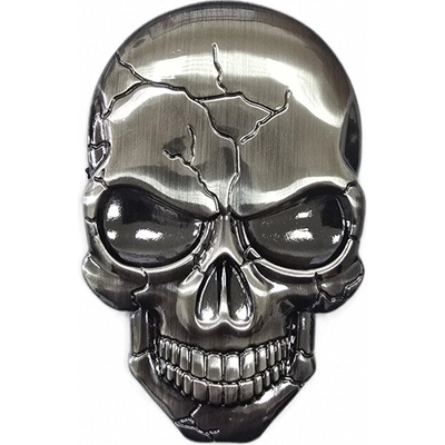 Samolepící kovový znak LEBKA (silver) 43x68 mm