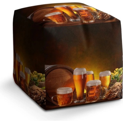 Sablio Taburet Cube Sklenice s pivem: 40x40x40 cm