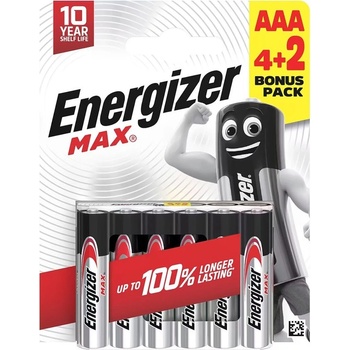 Energizer Батерии алкални Energizer Max, AAA, LR03, 1.5V, 6бр. в опаковка (E303328200)
