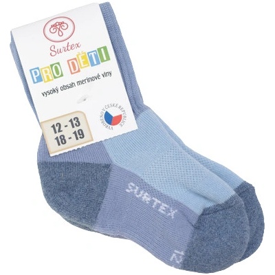 Surtex dětské merino ponožky volný lem Modrá
